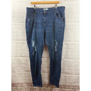 Trendy Collection Jeans Womens Size 20 Blue Skinny Distressed Denim